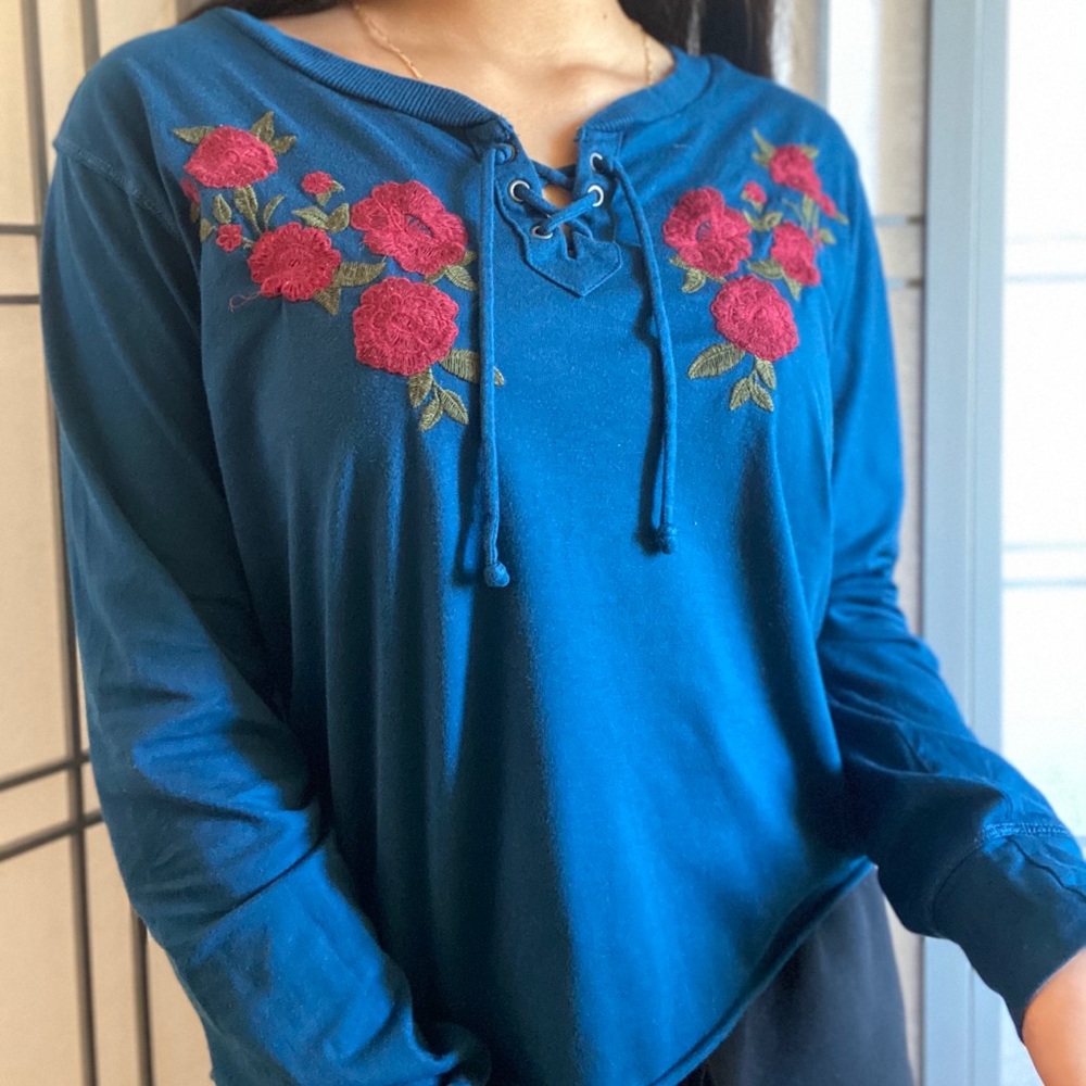 Marine Blue Long Sleeve With Floral